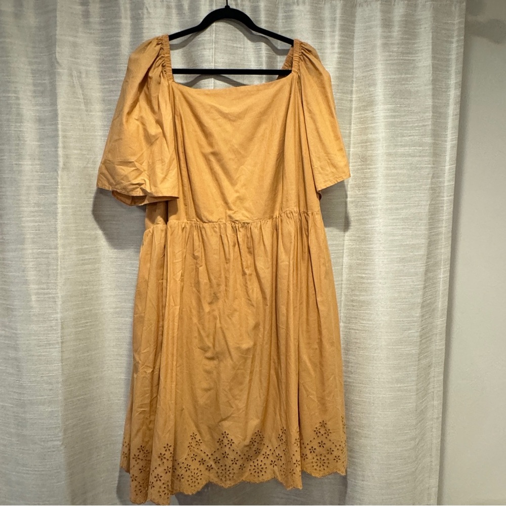 Yellow Eyelet Plus Dress